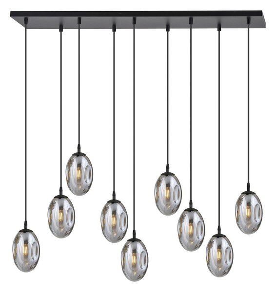 Sospensione Minimal 9 Luci Morigena Acciaio Nero E Vetro Fumè
