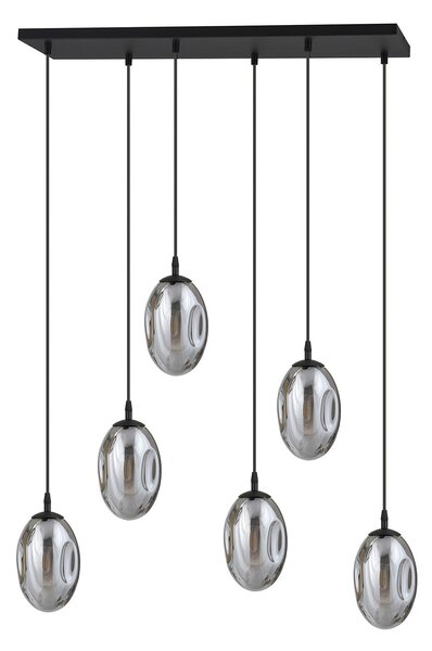 Sospensione Minimal 6 Luci Morigena Acciaio Nero E Vetro Fumè