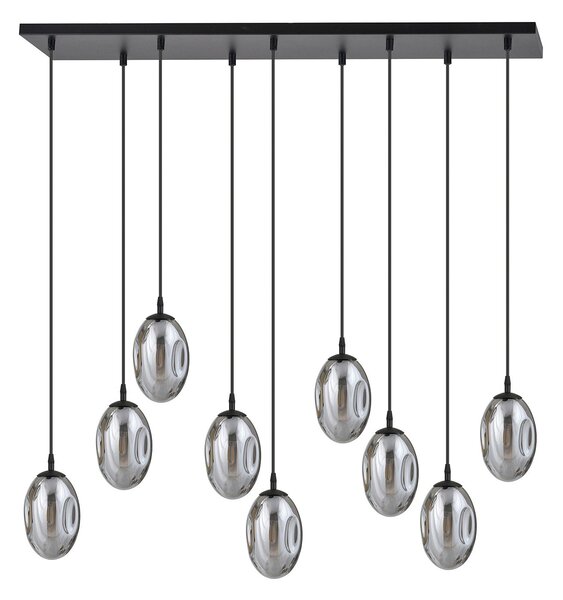 Sospensione Minimal 9 Luci Morigena Acciaio Nero E Vetro Fumè