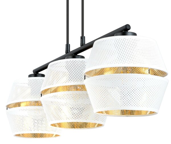 Sospensione Contemporanea 3 Luci Tristram In Metallo Bianco E Oro