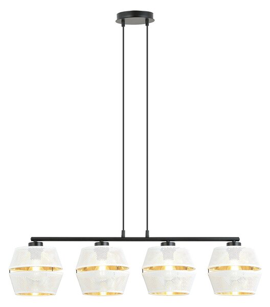 Sospensione Contemporanea 4 Luci Tristram In Metallo Bianco E Oro