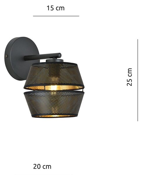 Applique Contemporanea 1 Luce Lothbrok In Metallo Nero E Oro