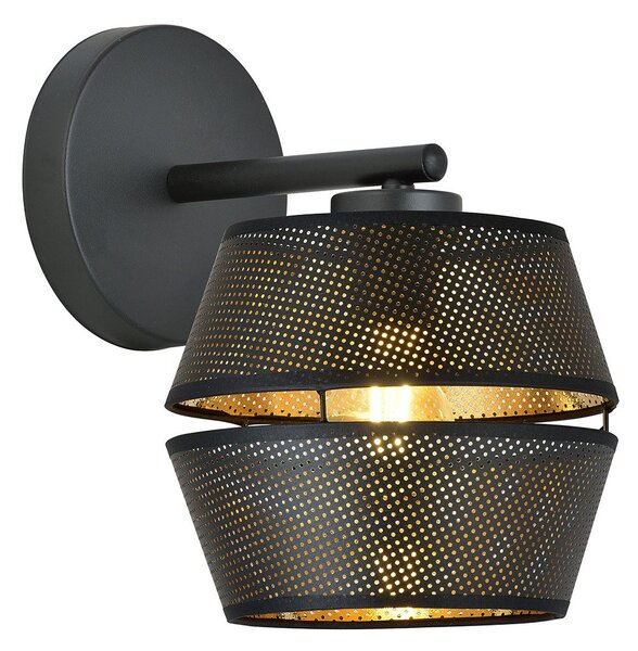 Applique Contemporanea 1 Luce Lothbrok In Metallo Nero E Oro