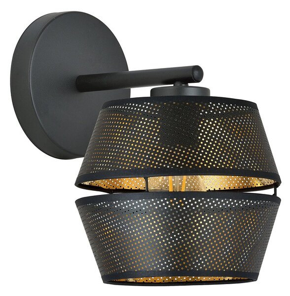 Applique Contemporanea 1 Luce Lothbrok In Metallo Nero E Oro