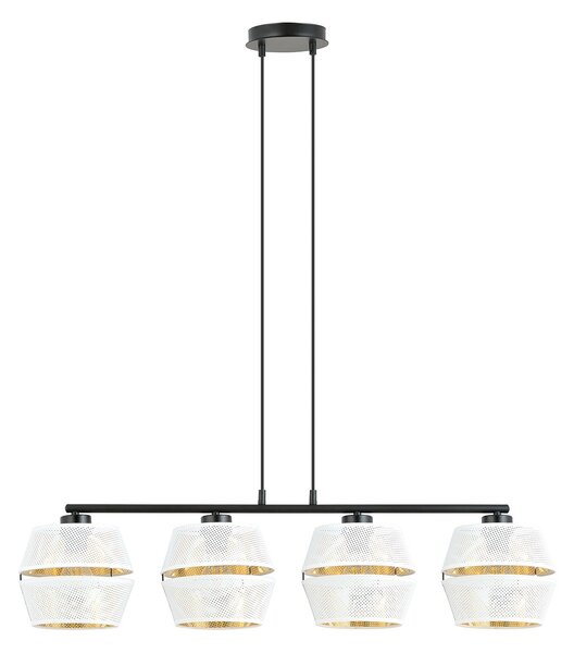 Sospensione Contemporanea 4 Luci Tristram In Metallo Bianco E Oro