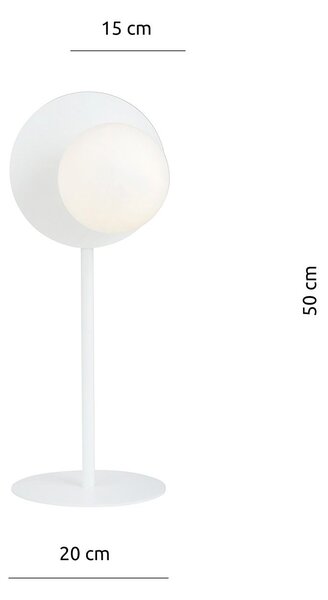 Lampada Tavolo Contemporanea Lothbrok 1 Luce Acciaio Bianco E Vetro Opalino