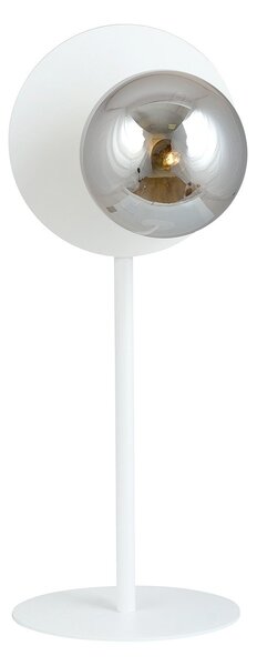 Lampada Da Tavolo Contemporanea Lothbrok 1 Luce Acciaio Bianco E Vetro Fumè