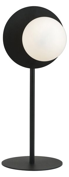 Lampada Da Tavolo Contemporanea Lothbrok 1 Luce Acciaio Nero Vetro Opalino
