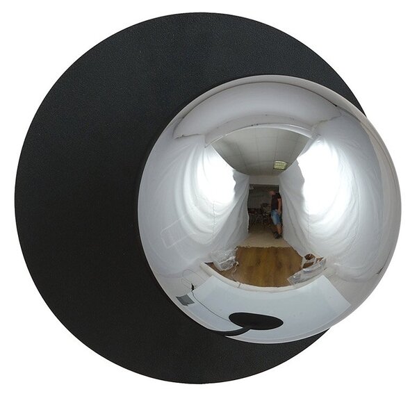 Lampada Da Parete Contemporanea Lothbrok 1 Luce Acciaio Nero E Vetro Fumè