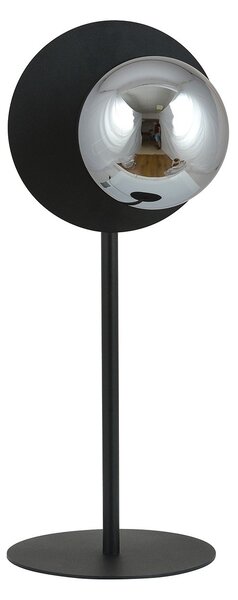 Lampada Da Tavolo Contemporanea Lothbrok 1 Luce Acciaio Nero E Vetro Fumè