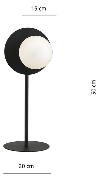 Lampada Da Tavolo Contemporanea Lothbrok 1 Luce Acciaio Nero Vetro Opalino