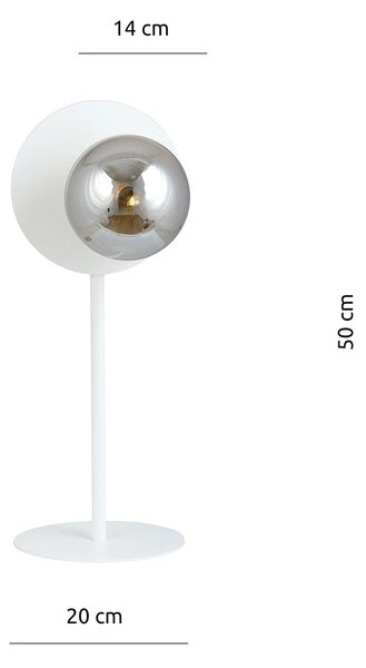 Lampada Da Tavolo Contemporanea Lothbrok 1 Luce Acciaio Bianco E Vetro Fumè