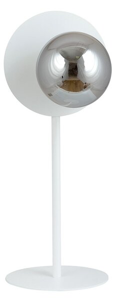 Lampada Da Tavolo Contemporanea Lothbrok 1 Luce Acciaio Bianco E Vetro Fumè