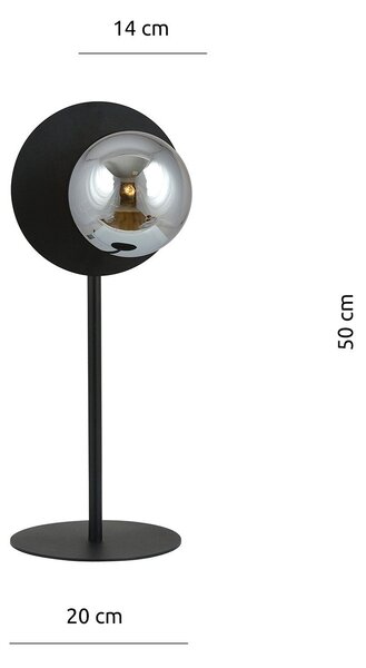 Lampada Da Tavolo Contemporanea Lothbrok 1 Luce Acciaio Nero E Vetro Fumè