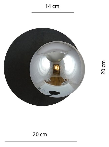 Lampada Da Parete Contemporanea Lothbrok 1 Luce Acciaio Nero E Vetro Fumè