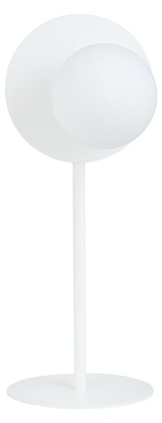 Lampada Tavolo Contemporanea Lothbrok 1 Luce Acciaio Bianco E Vetro Opalino