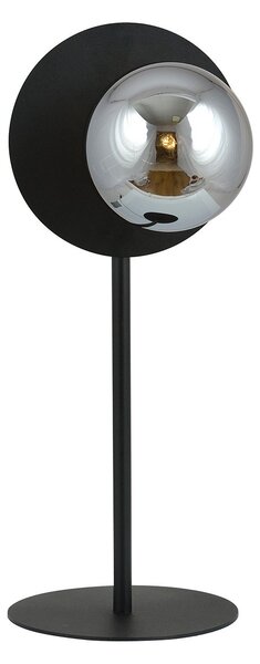 Lampada Da Tavolo Contemporanea Lothbrok 1 Luce Acciaio Nero E Vetro Fumè