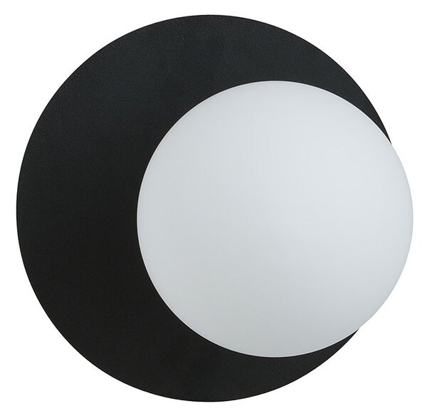 Lampada Da Parete Contemporanea Lothbrok 1 Luce Acciaio Nero Vetro Opalino
