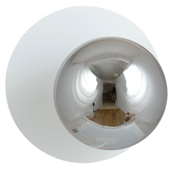 Lampada Da Parete Contemporanea Lothbrok 1 Luce Acciaio Bianco E Vetro Fumè