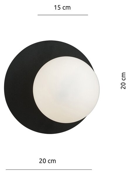 Lampada Da Parete Contemporanea Lothbrok 1 Luce Acciaio Nero Vetro Opalino