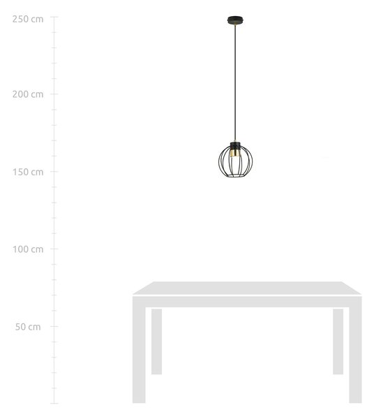 Sospensione Minimal Lothbrok 1 Luce In Acciaio Nero A Gabbia Con Oro