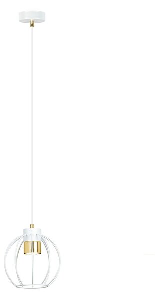 Sospensione Minimal Lothbrok 1 Luce In Acciaio Bianco A Gabbia Con Oro