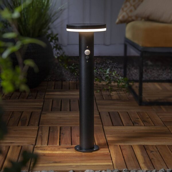STAR TRADING Lampioncino LED Valletta Sensor metallo nero 50 cm, Nero, Acciaio Inox, Moderno, Lampade solari