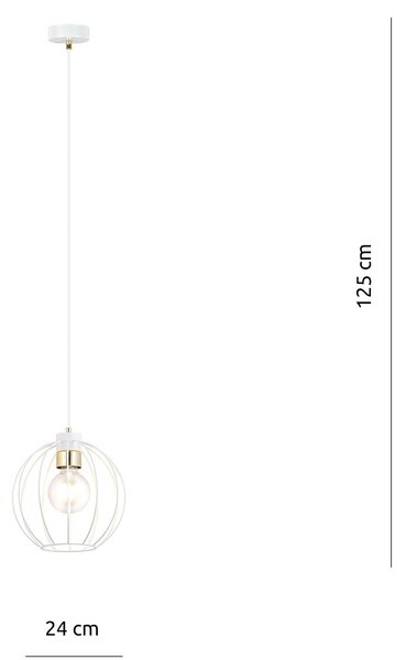 Sospensione Industriale 1 Luce Tiwaz In Acciao Bianco A Gabbia Con Oro