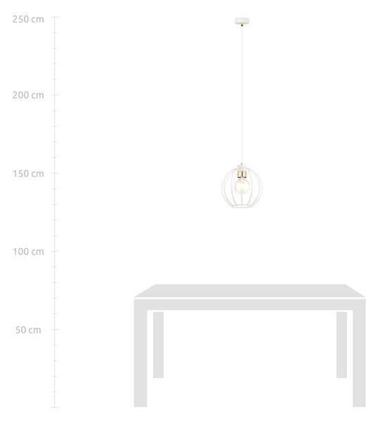 Sospensione Industriale 1 Luce Tiwaz In Acciao Bianco A Gabbia Con Oro