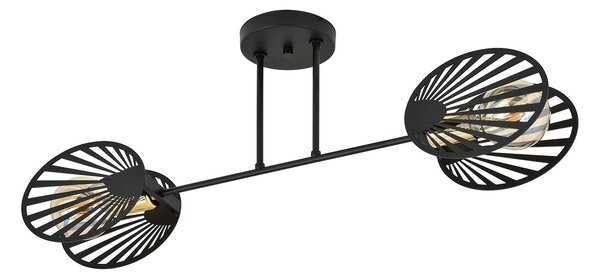 Plafoniera Contemporanea 2 Luci Tallia In Acciaio Nero E Oro