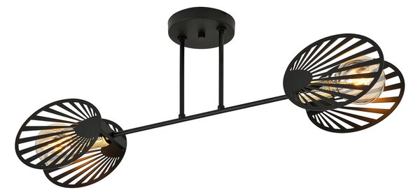 Plafoniera Contemporanea 2 Luci Tallia In Acciaio Nero E Oro