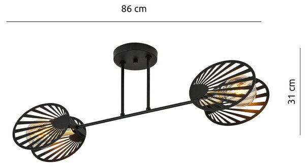 Plafoniera Contemporanea 2 Luci Tallia In Acciaio Nero E Oro