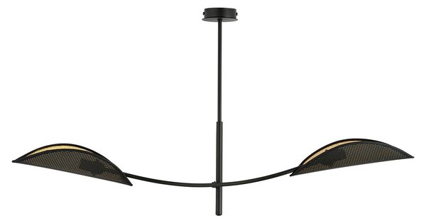 Sospensione Nordica 2 Luci Marte In Acciaio Nero Oro Bracci Regolabili
