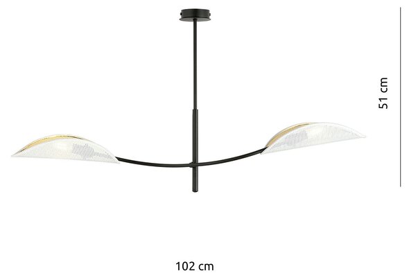 Sospensione Nordica 2 Luci Marte Acciaio Nero Bianco E Oro Bracci Regolabili