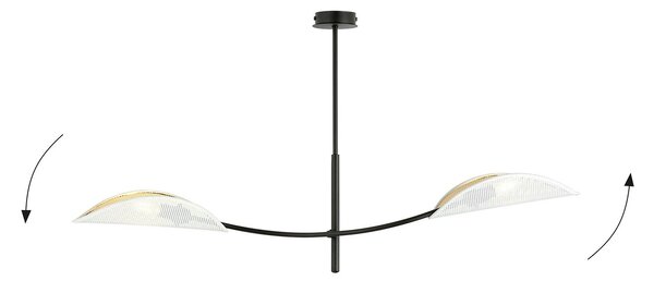 Sospensione Nordica 2 Luci Marte Acciaio Nero Bianco E Oro Bracci Regolabili
