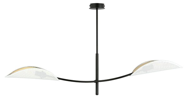 Sospensione Nordica 2 Luci Marte Acciaio Nero Bianco E Oro Bracci Regolabili