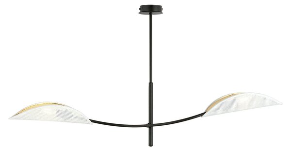 Sospensione Nordica 2 Luci Marte Acciaio Nero Bianco E Oro Bracci Regolabili