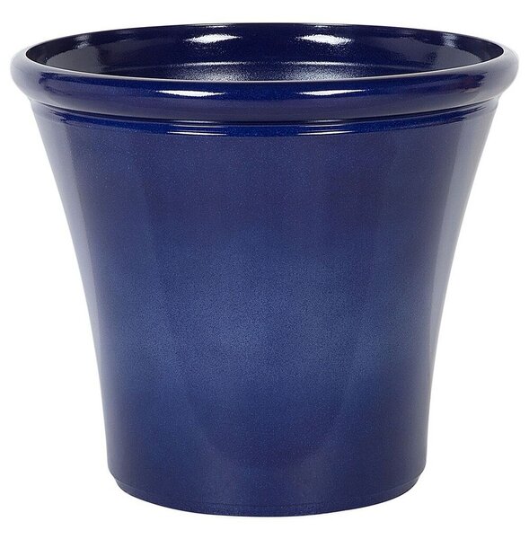 Vaso per piante Fioriera in fibra di colore blu navy solido Argilla lucida resistente all'esterno 46 x 40 cm per tutte le stagioni Beliani
