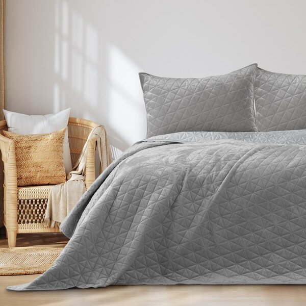 Copriletto grigio chiaro Argento, 260 x 240 cm Laila - AmeliaHome