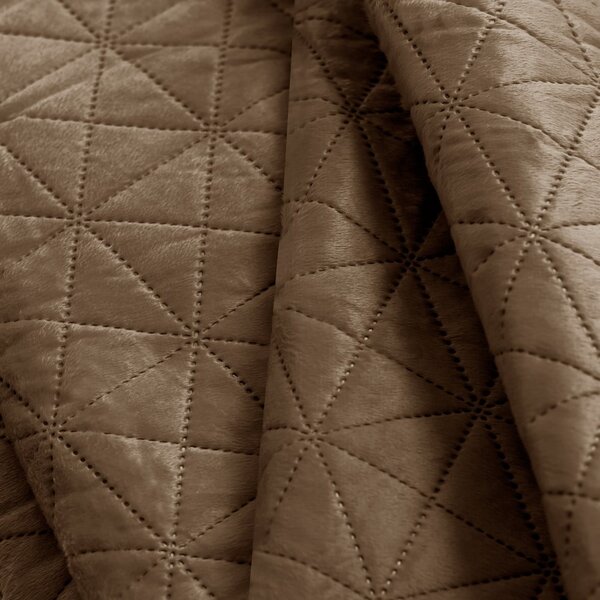 Copriletto trapuntato in velluto marrone chiaro 170x210 cm Laila - AmeliaHome