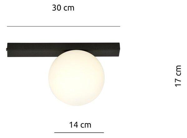 Plafoniera Moderna 1 Luce Lapetos Barra Acciaio Nero E Sfera Di Vetro Opale