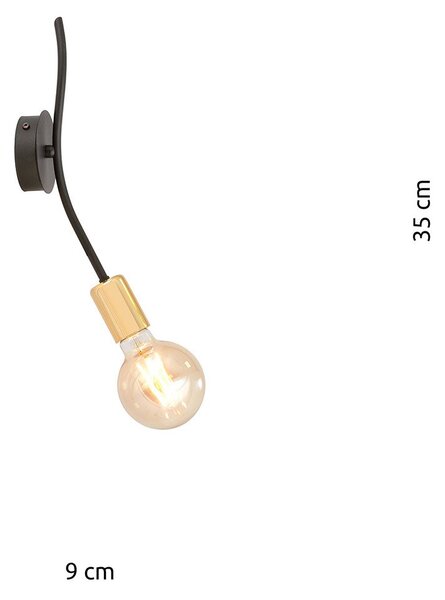 Applique Industrial 1 Luce Sugu In Acciaio Nero E Oro A Braccio