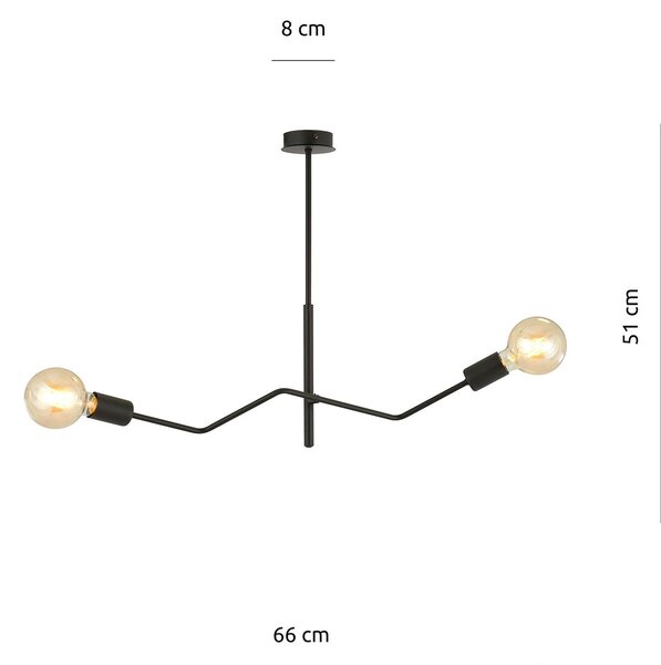 Sospensione Industrial 2 Luci Titanide In Acciaio Nero E Bracci Regolabili