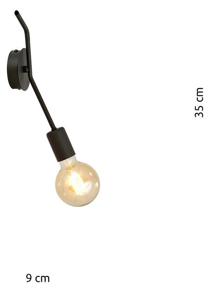 Applique Industrial 1 Luce Titanide In Acciaio Nero A Braccio