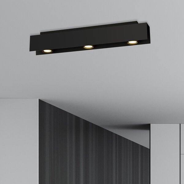 Plafoniera Moderna 3 Luci Persico In Acciaio Nero