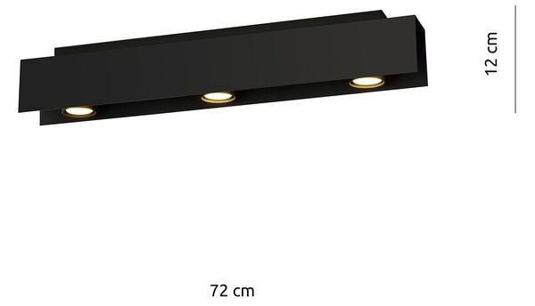 Plafoniera Moderna 3 Luci Persico In Acciaio Nero
