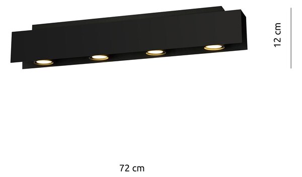 Plafoniera Moderna 4 Luci Persico In Acciaio Nero