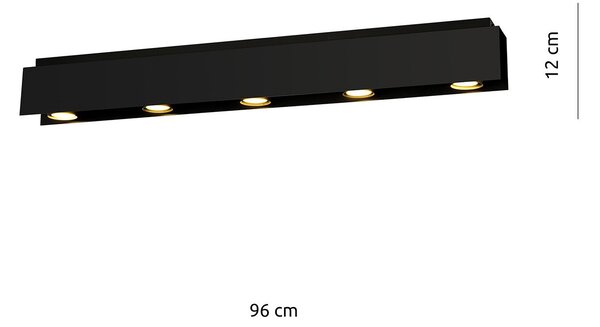 Plafoniera Moderna 5 Luci Persico In Acciaio Nero
