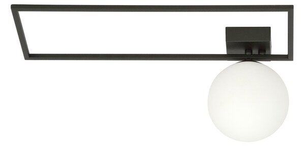 Plafoniera Moderna 1 Luce Perseo 1130/1A Acciaio Nero Vetro Opale