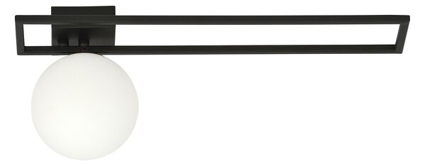 Plafoniera Moderna 1 Luce Perseo 1130/1C Acciaio Nero Vetro Opale